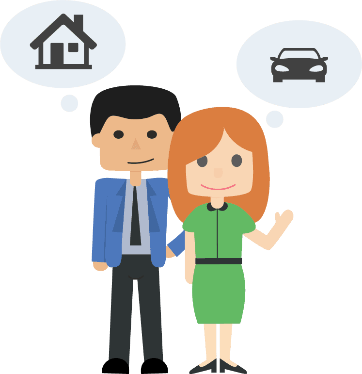 Couple thinking about their house and car